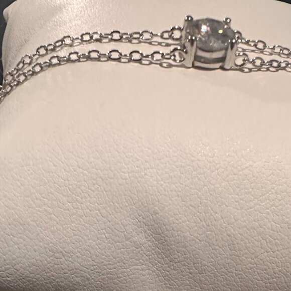 Moissanite 2 Carat Round Pendant Double Strand Bracelet 925 Sterling Silver NWT - Picture 13 of 16